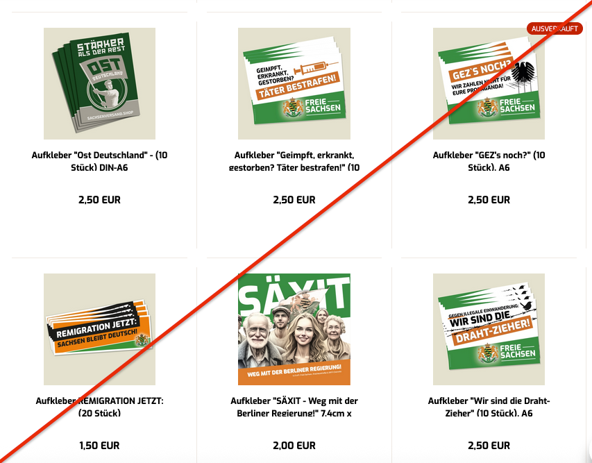 Rechtsextremer Online-Shop der Freie Sachsen.