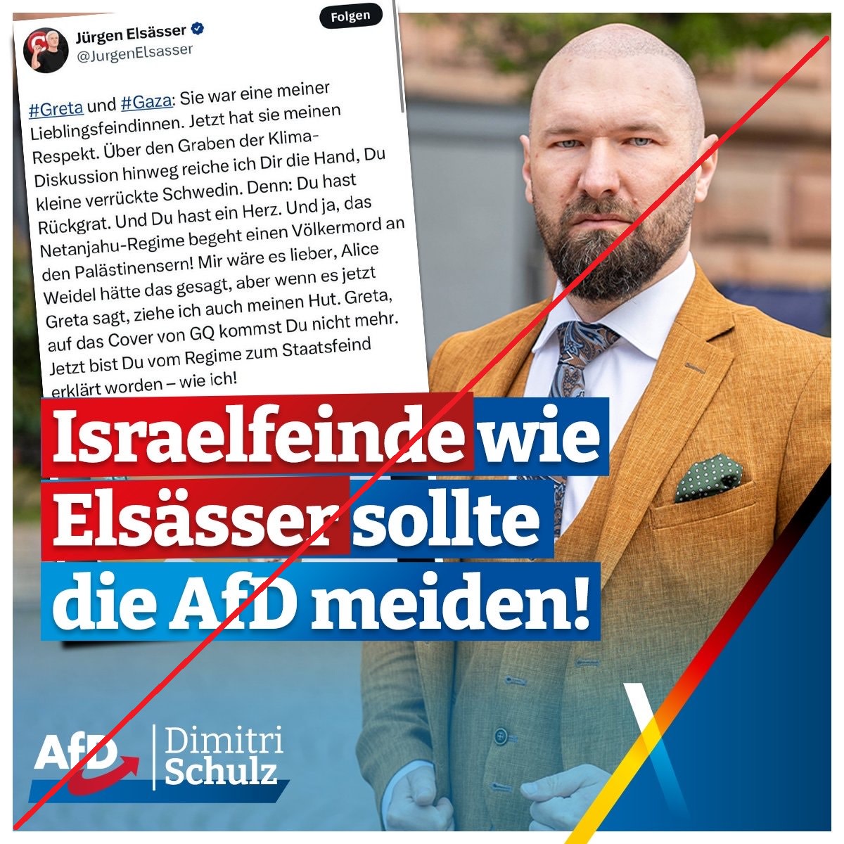 Tweet von Dimitri Schulz auf X.