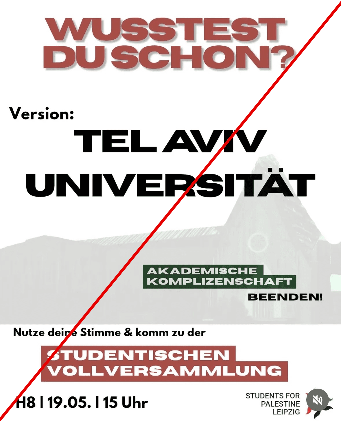 Abbildung 4: Instagram-Post zum Boykottaufruf der Universität Tel Aviv.