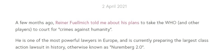 Abbildung 4: Der Podcaster Jerm Warfare schreibt Füllmich die Chiffre „Nürnberg 2.0“ auf seiner Webseite zu.