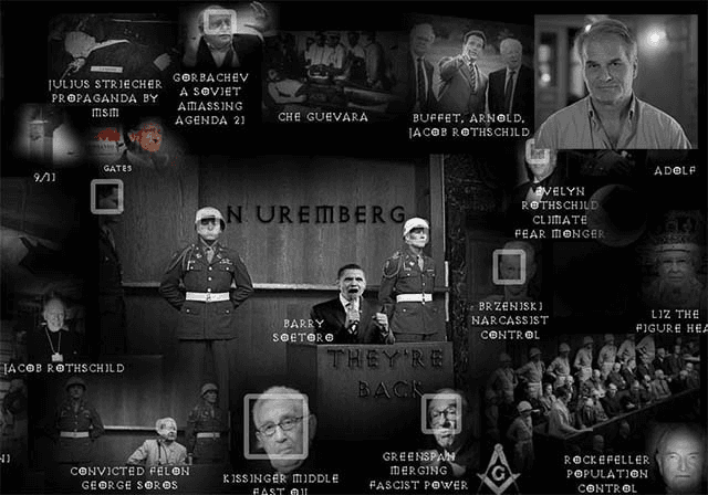 Abbildung 3: Die verschwörungsideologische Webseite PRAVDA TV aktualisierte eine Grafik kommender „Nürnberger Prozesse“ aus US-amerikanischen verschwörungsideologischen Kontexten um ein Foto Reiner Füllmichs.