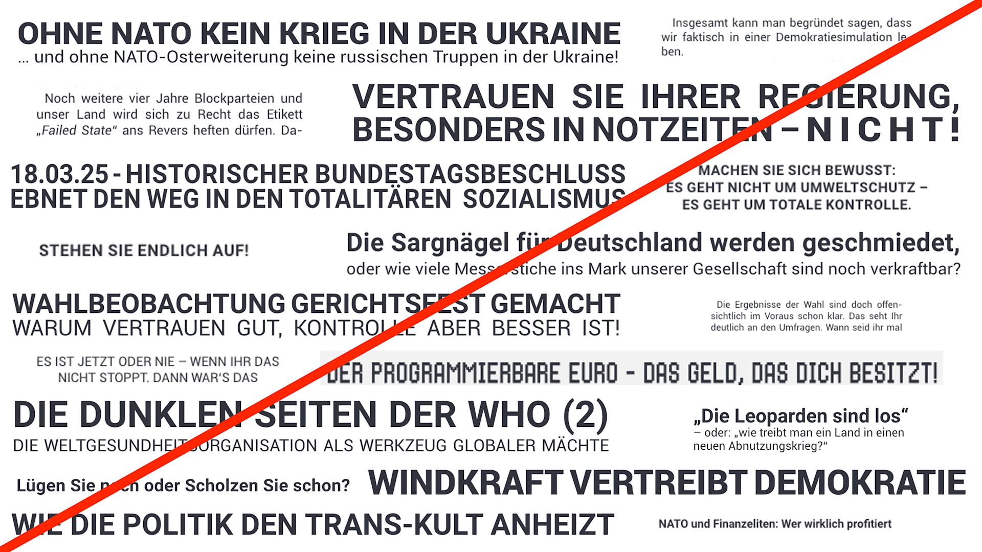 Collage aus Überschriften und Textausschnitten aus verschiedenen Ausgaben der selbsternannten "Bürgerzeitung" Klartext.