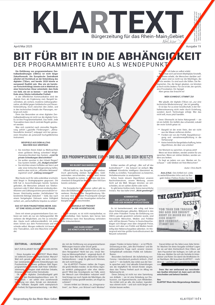 Die Titelseite einer "Klartext"-Ausgabe