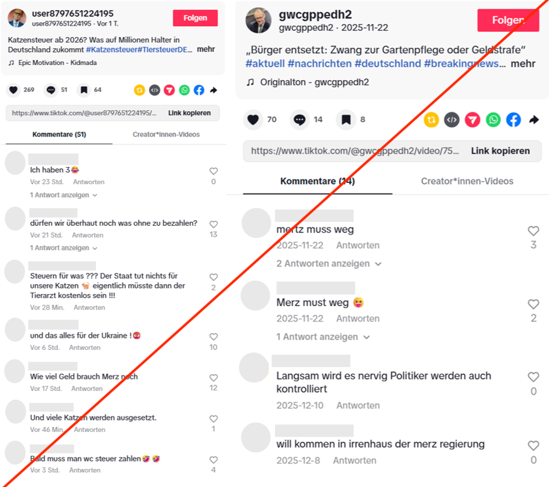 Abbildung 5. Beispiele der Kommentare unter den Videos.